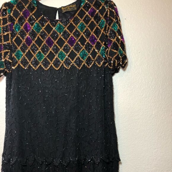 Vintage Beaded Black Cocktail Dress - Picture 3 of 6